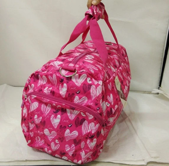 Pink Printed Girls Handbag Travel Bagwith Shoulder Strap