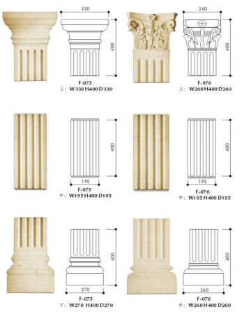 Sandstone Outdoor Decorative Roman Columns , Decoration Pillars
