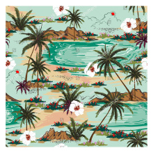 Tropical Palm Trees Island Design Fabric for Clothes