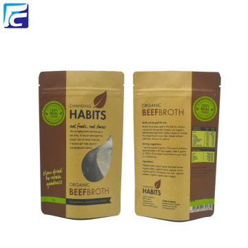 Resealable Food Packaging Kraft Paper Bag