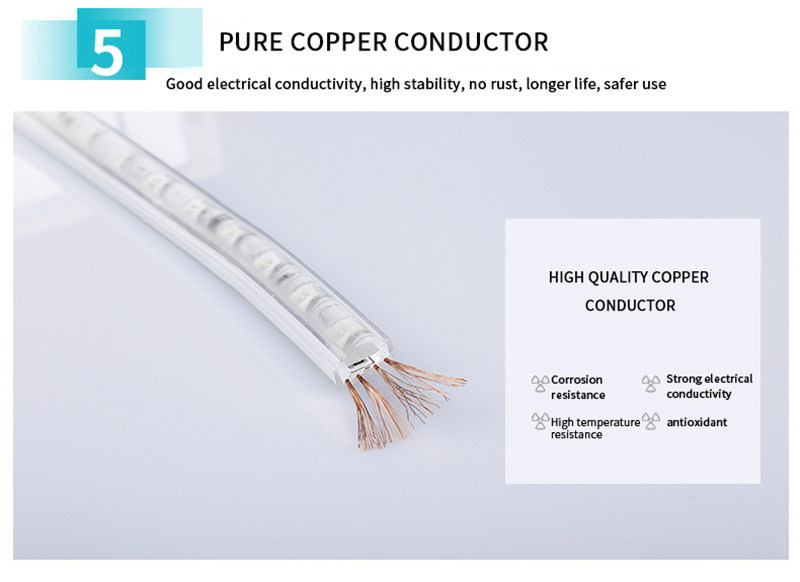 AC 220V IP65 PVC cover Double-Row Smart Light Strip Multi Color RGB cover flexible strip SMD 5050 led rope light