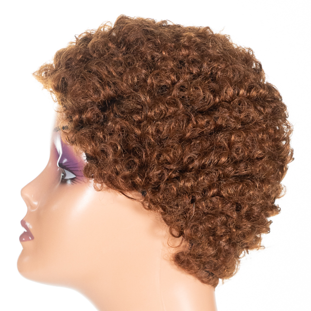 Cheap Short Pixie Cut Most Popular Hair Texture Afro Curly Machine made None Lace Human Hair Wigs