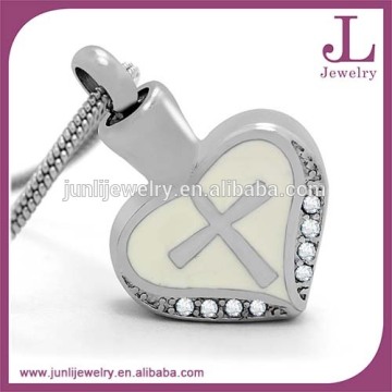 Cross Heart Cremation Urn Jewelry Stainless Steel Ash Urn Necklace