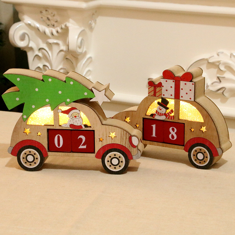 Home Christmas Decorations Wooden Creative Perpetual Calendar Christmas Decoration Luminous Calendar Ornaments Gift