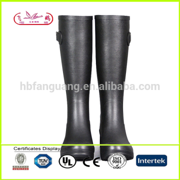 Black long rubber boots, fashion rubber rain boots