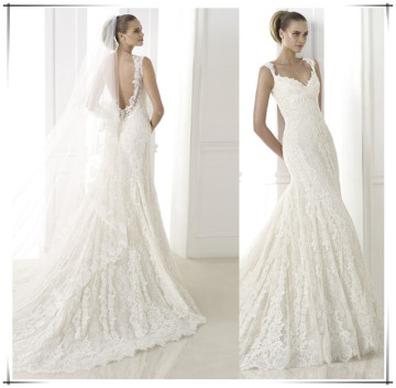 2015 Vestido De Noiva Salomon Sweetheart Trumpet Womens Lace Appliqued Wedding Dresses