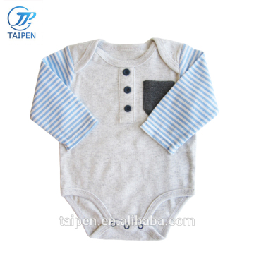 Wholesale Baby Boys Clothes Stripe Long Sleeve Baby Bodysuit With Pocket