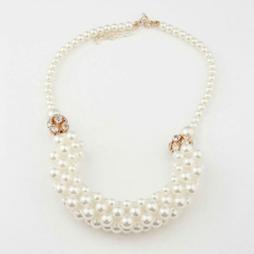 Princess pearl choker necklace with CZ diamond