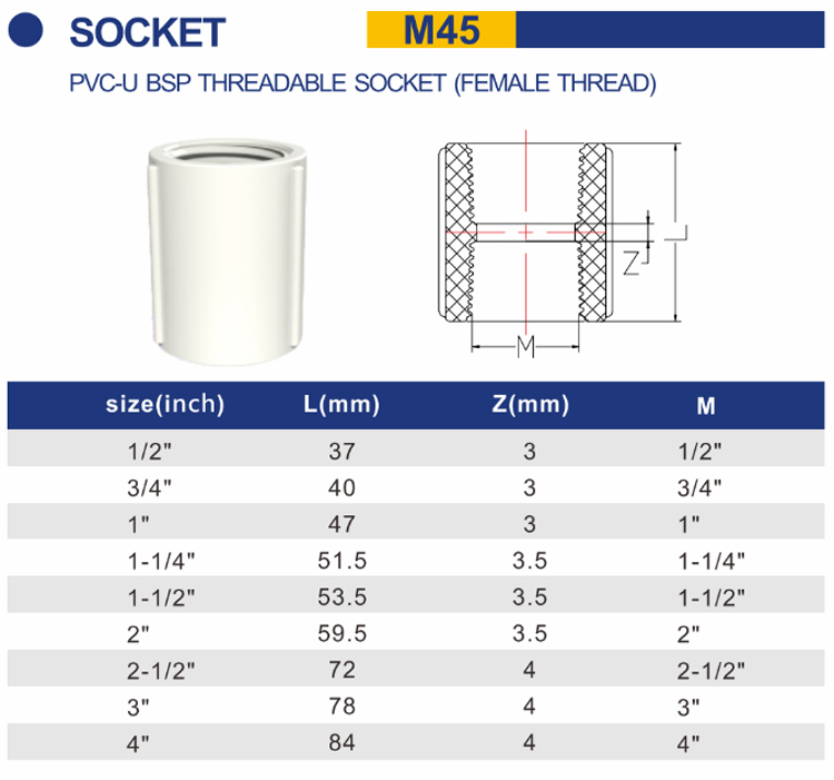 TY China Manufacturer PVC/ UPVC BS threaded plastic pipe fittings Female flexible coupling for bathroom Water supply