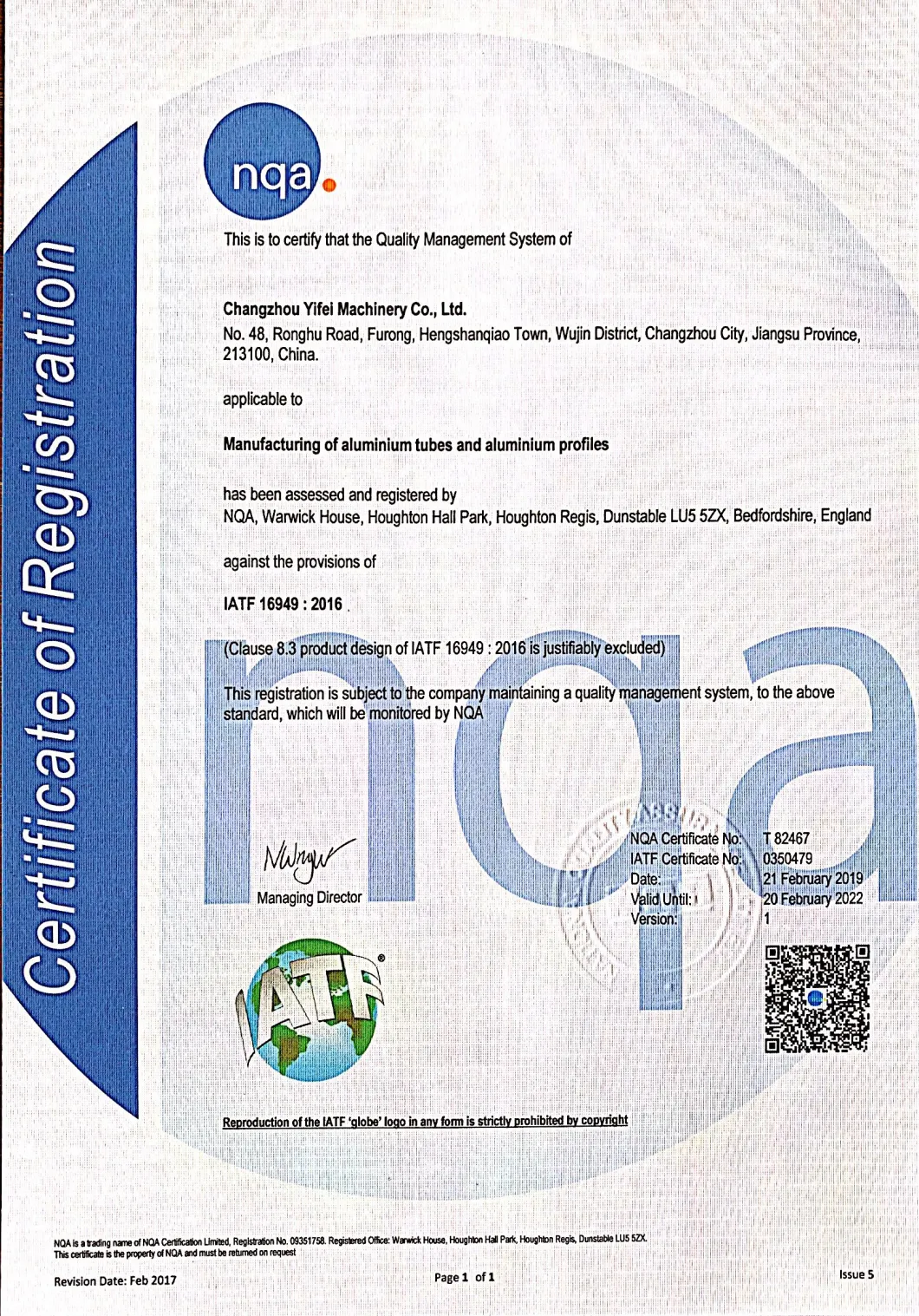 Perfil de alumínio de produto de extrusão industrial de alumínio