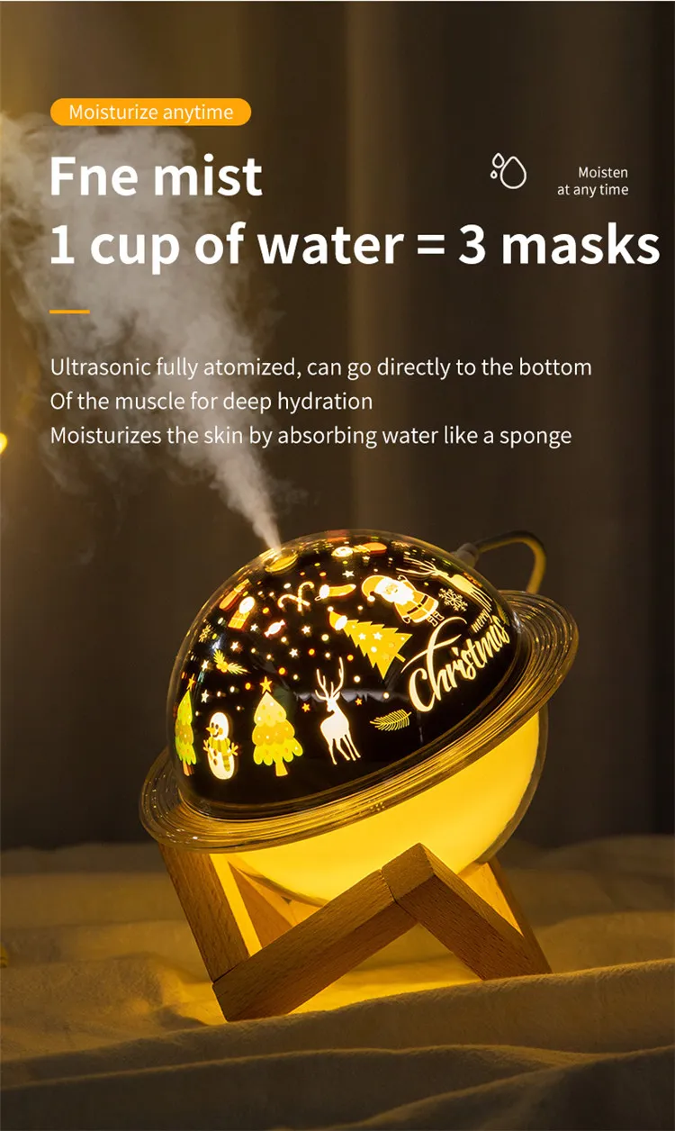 Planet Night Light Humidifier, USB, with Bracket, Humidifier