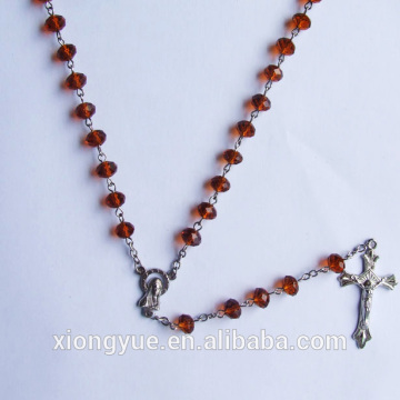 Bead Rosary Catholic Crystal Beads Cross Necklace