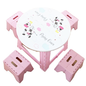 Hot Sale Pink & Blue Round Plastic Folding Stool & Table Set for Kids Kindergarten - Wholesale Prices