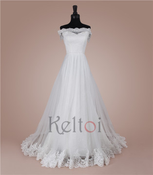 suzhou keltoi A-line off-shoulder vogue lace wedding dress patterns