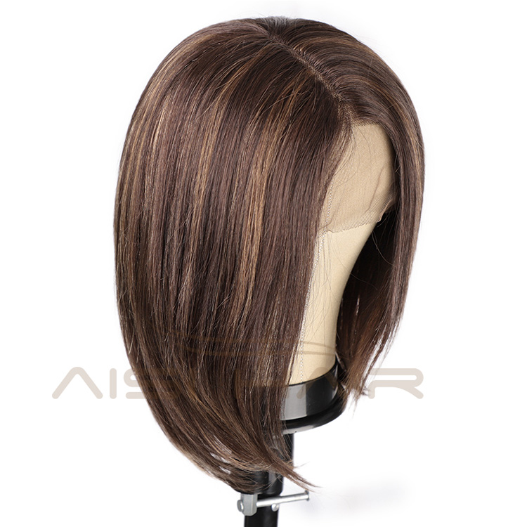 Aisi Hair Cheap Medium Long Mixed Brown Swiss Lace Wig Natural Straight Brazilian Human Hair Lace Frontal Wigs For Black Women