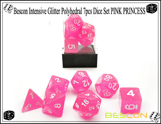 Bescon Intensive Glitter Polyhedral 7pcs Würfel Set PINK PRINCESS-5 Bescon Intensive Glitter Polyhedral 7pcs Dice Set PINK PRINCESS-5