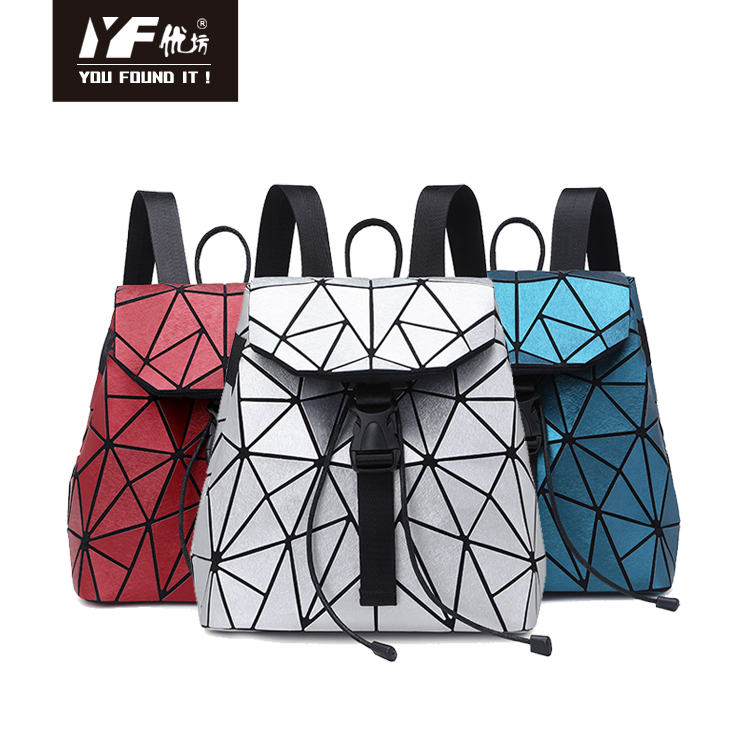 Geometric fabric PU leather packpack bag