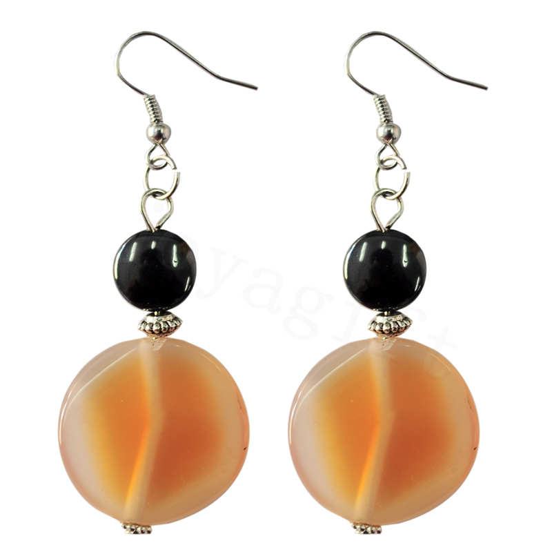 Boucle d&#39;oreille en agate avec pierre naturelle