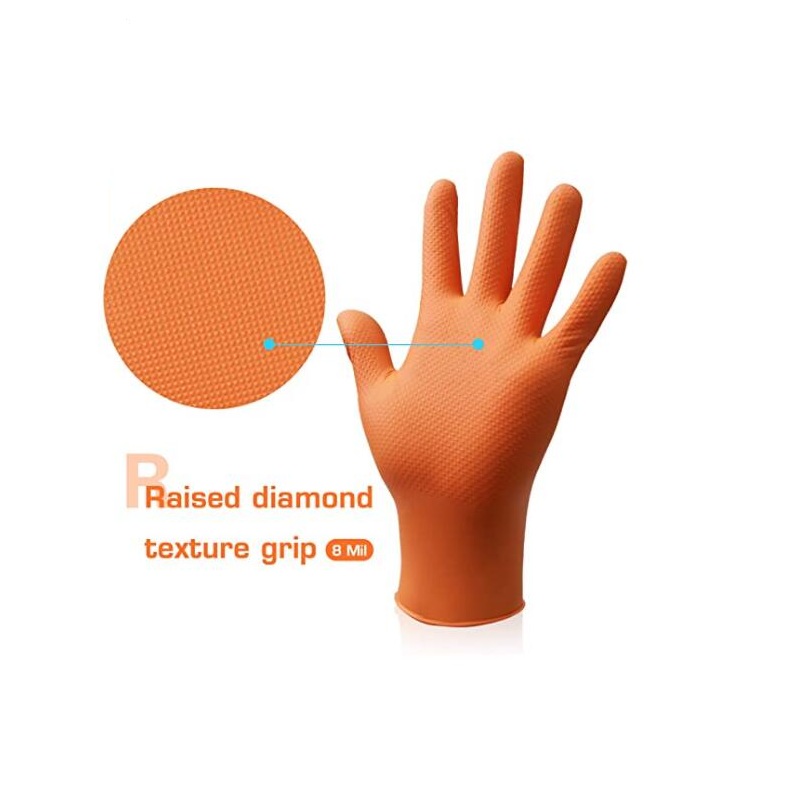 Orange Nitrile Exam gloves with CE approved