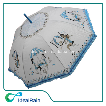 18inch straight sex grils printed with ruffles cheap children umbrella