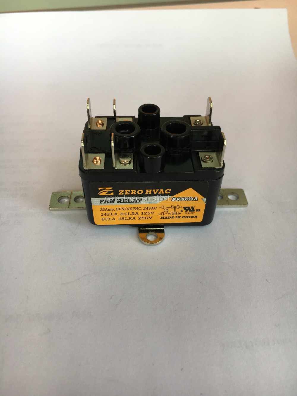 PR380A SPST NO+NC Fan Relay 25Amp 24Vac UL