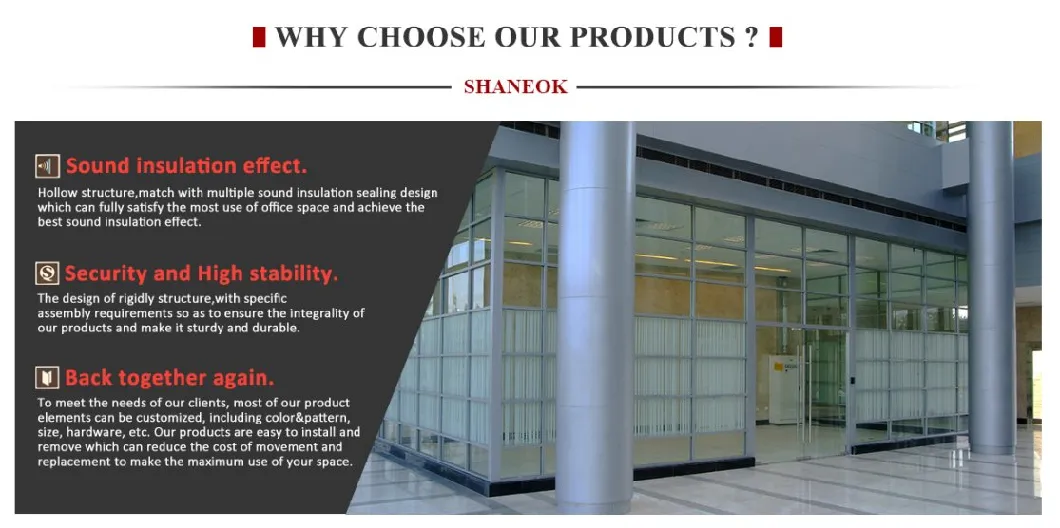 Commercial Double Glass Shutter Aluminum Partition