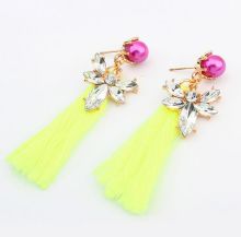 creative and colorful flowers polyester tassel earrings