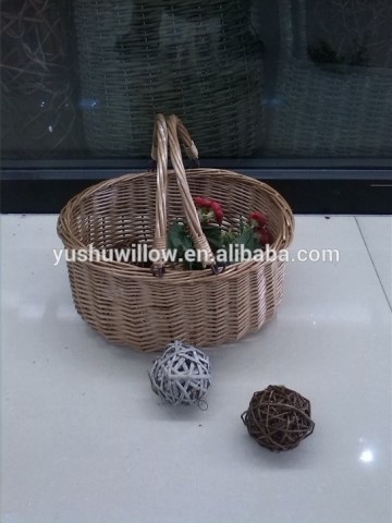 wicker shopping basket with carrying handle