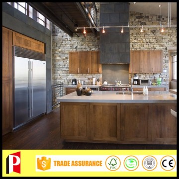 The wooden case kitchen Island shaker style cabinets