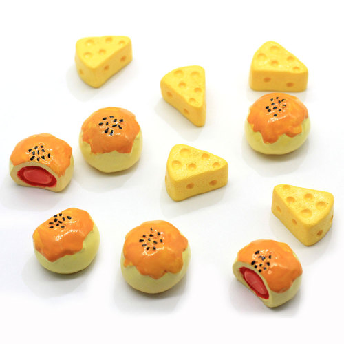 Mixed Simulation 3D Crispy Cheese Resin Handmade Craft Round Bread Food Bead Cabochon Children Kitchen Play Toy Jewelry Diy Deco
