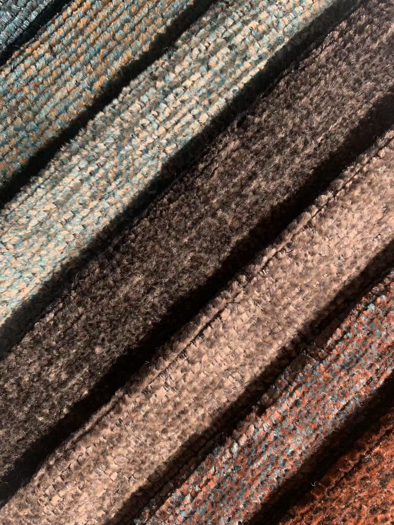 Tecido de estofamento de chenille com listras clássicas com bloqueio de cores Classic Color blocking Stripe Chenille Upholstery Fabric