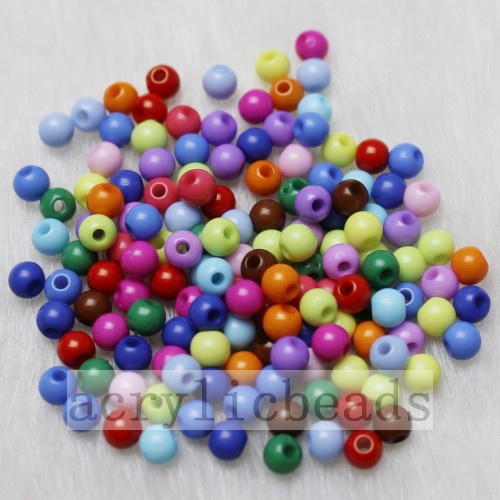 4MM manik longgar warna pepejal manik biji pony borong