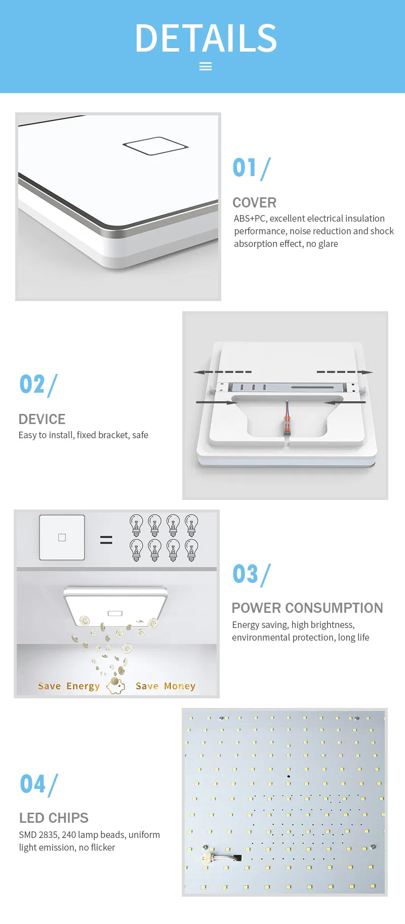 Sleek Square LED Ceiling Light for Modern Bedroom Decor