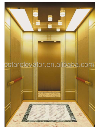 Luxurious Golden Glass Decoration Elevator Cabin