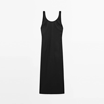 Women's minimalist-style halter-neck elegant backless design midi dress