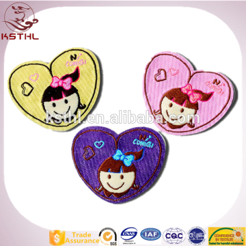 Lovely Heart Shaped Laser Cut Custom Brands Name Woven Patch Badge