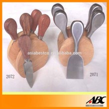 stainless steel cheese tool with wooden holder
