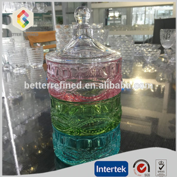 three layers tall glass candy jar