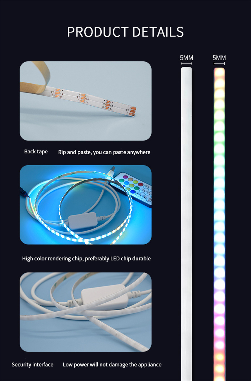 DC12V 320 chips Dream Full Color Rgbw Magic Digital 5m Cob Strip Rgbic Led Strip Light Set Smart Addressable RGB COB LED Strips