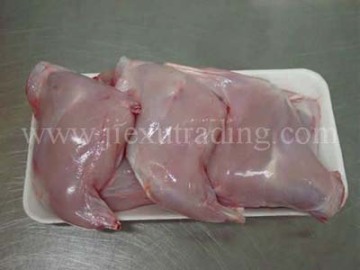 Rabbit hind leg on tray