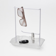 Useful White Color Glasses Stand With Acrylic Tray