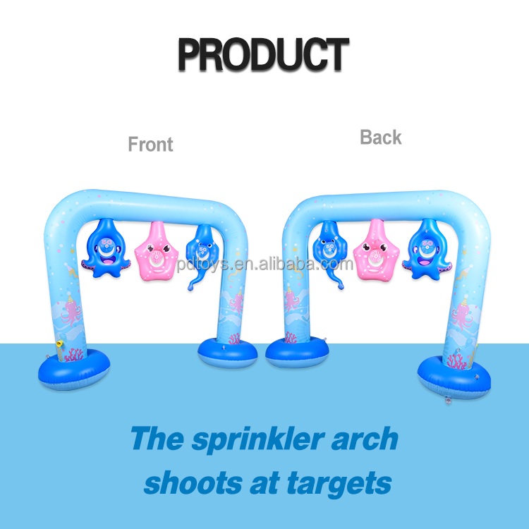 New design inflatable sprinklers water game toy arch splash Water gun inflatable shooting game toy