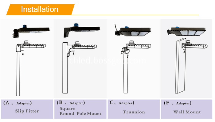 200W led Shoe box street light installation methods