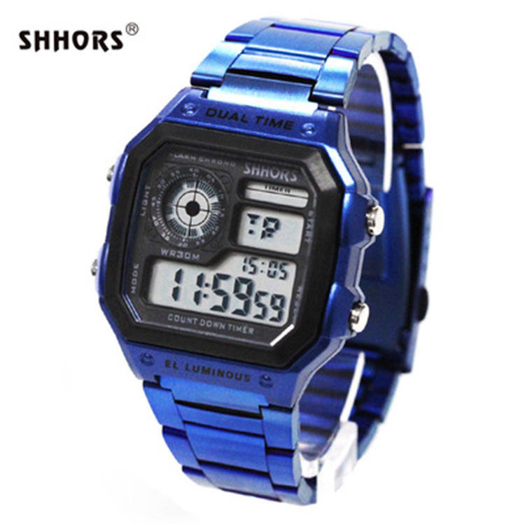 Shhors 0300B Men Digital Wristwatches Silicone Sports Watches Fashion Waterproof Watch