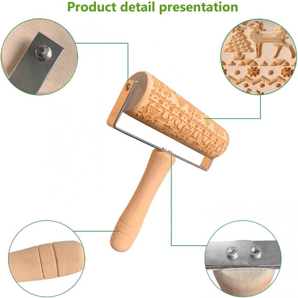Hand-Held Embossing Pattern Engraved Rolling Pin
