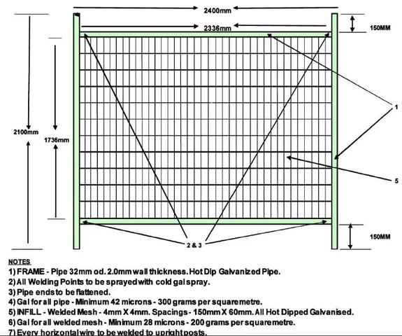 Construction Temporary Fence Panel 2400 X 2100mm