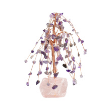 Raw Amethyst Raw Stone Copper Tree Rose Quartz Base Ornament