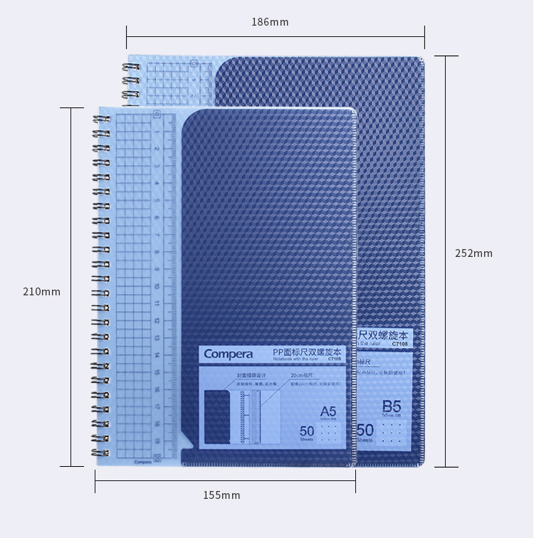 Comix Diamond Translucent PP Cover Dot Grid Spiral Bound Notebook