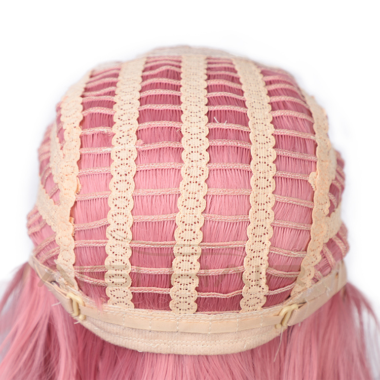 Aisi Hair Wholesale Top Quality Short Bob Pink Wig With Neat Bangs Synthetic Short Curly Wave Wigs For Black Women