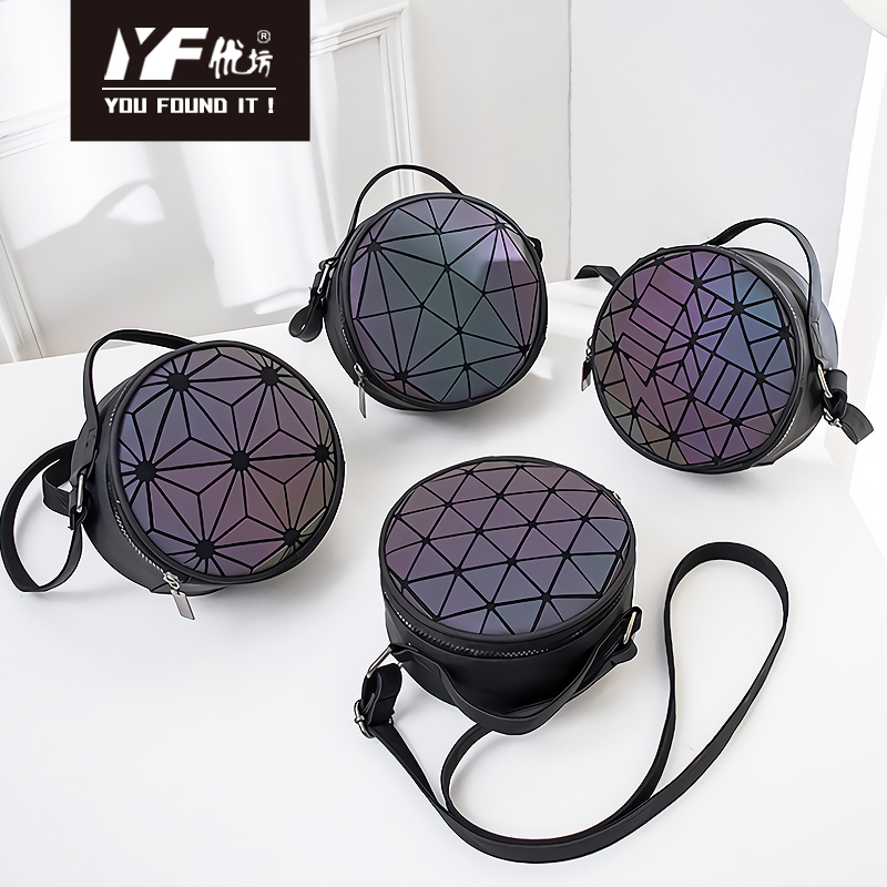 Women's geometric luminous round crossbody bag luminous handbag for girls cell phone lipstick makeup